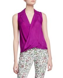 L  x27 Agence Freja Wrap-Front Sleeveless Silk Blouse at Neiman Marcus